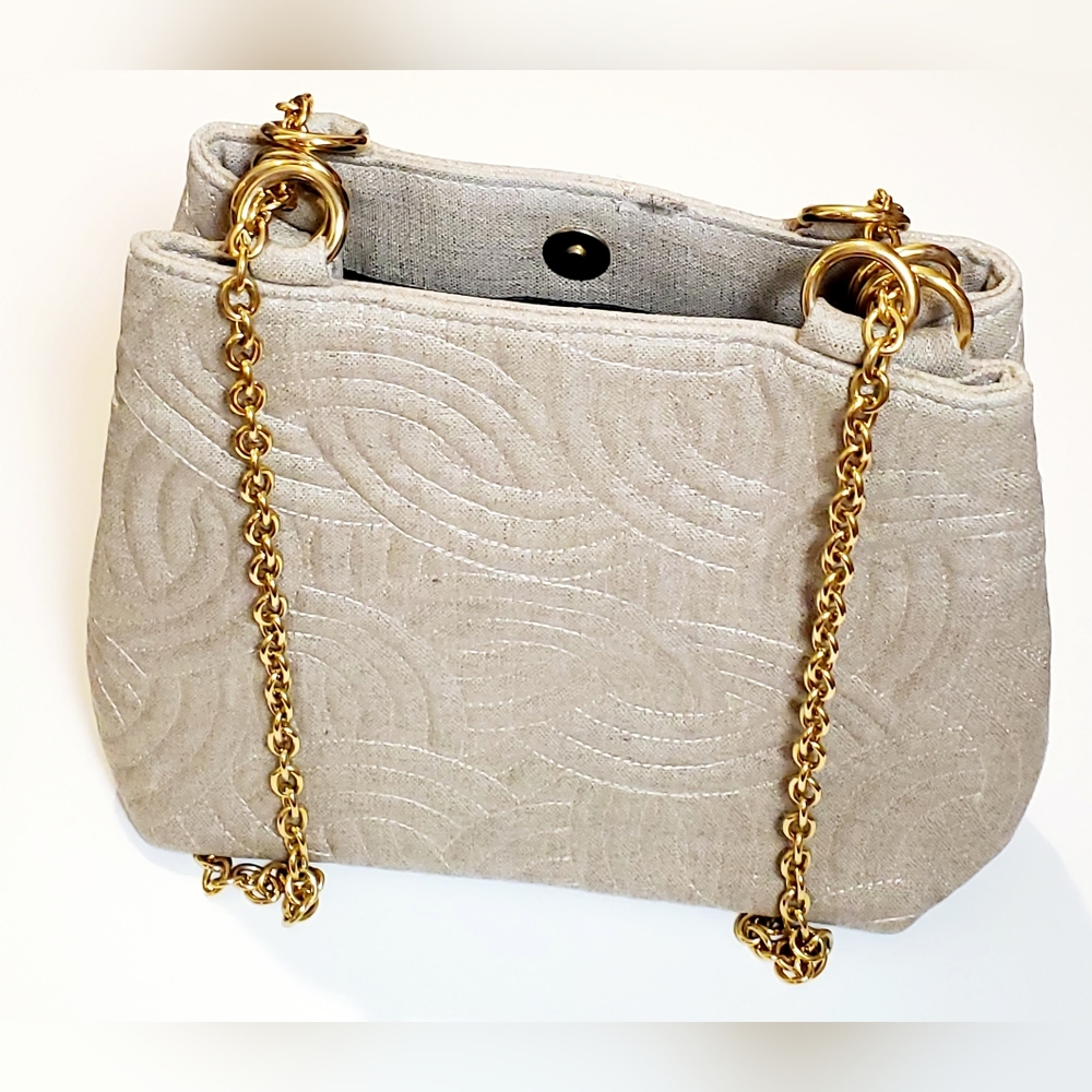 Vintage L.J.S Collection Quilted Canvas Shoulder Bag